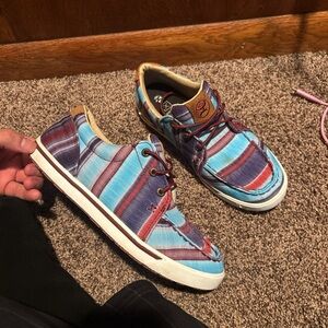 Twisted X Blue and Red Striped Kids Sneakers